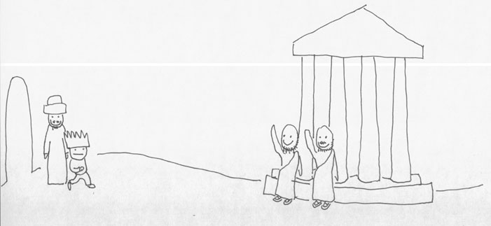 As soon as they came into the cave, they saw a wonderful castle on a great field. In front of the castle were many men.